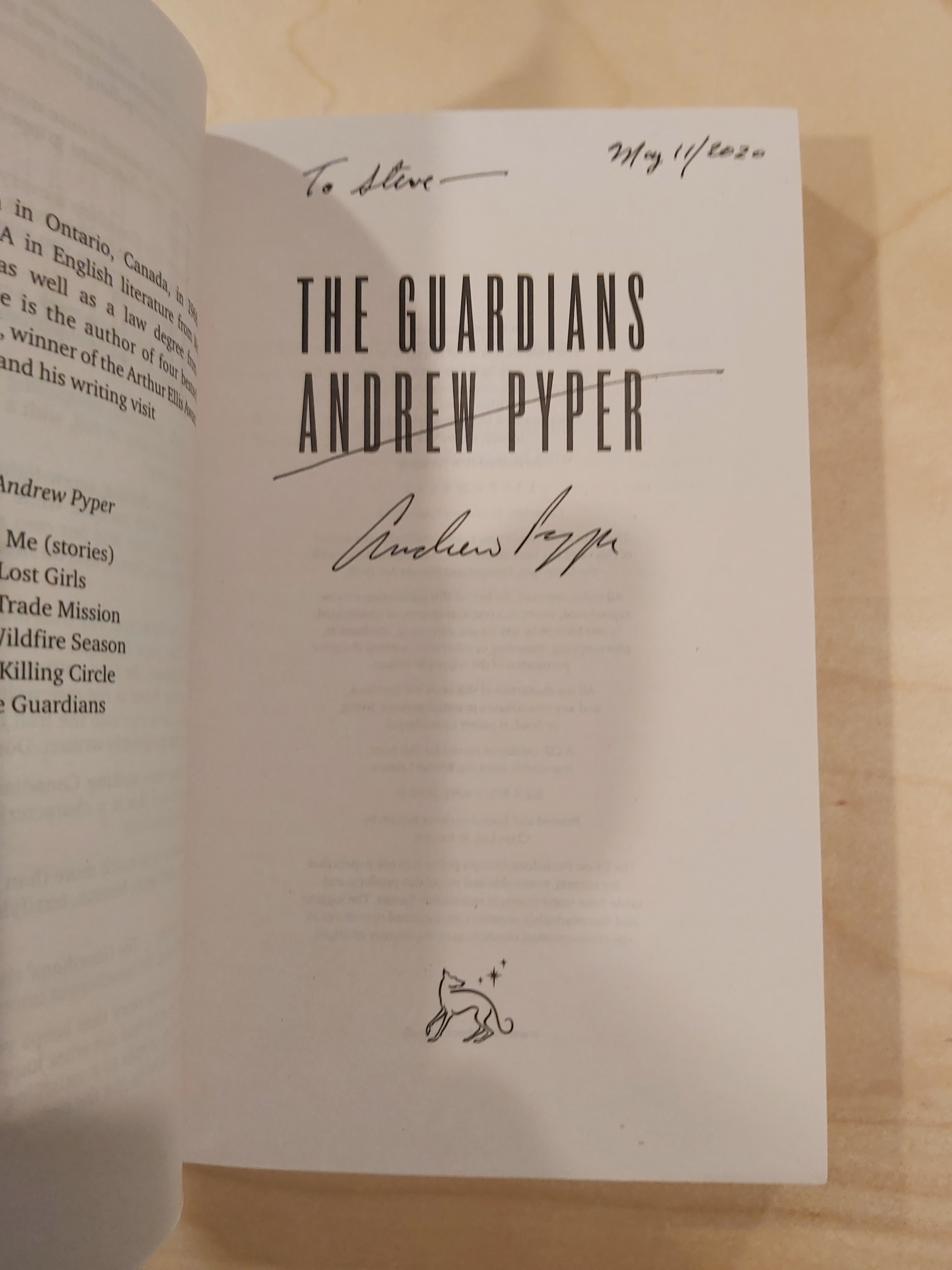 the guardians paperback inscribed
